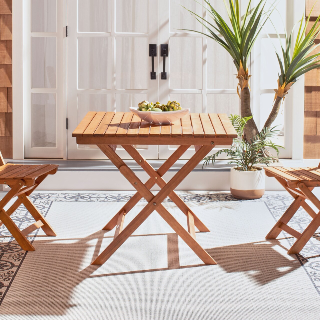 Safavieh Outdoor Collection Kresler Folding Table Natural